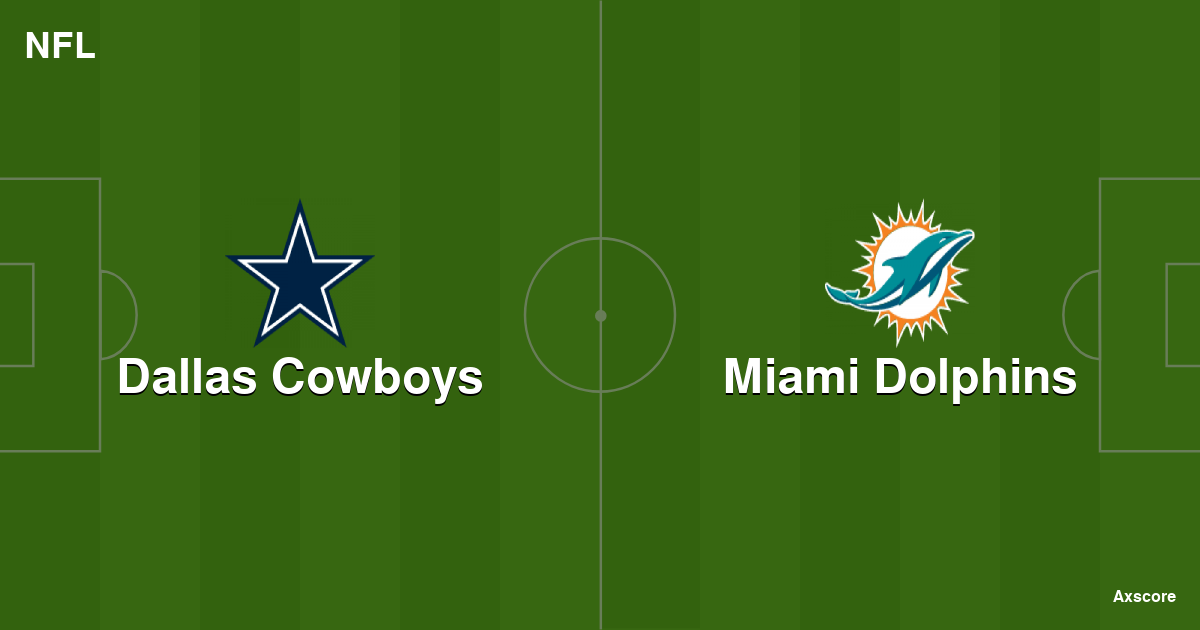 Axscore Dallas Cowboys vs Miami Dolphins livestream, H2H and lineups